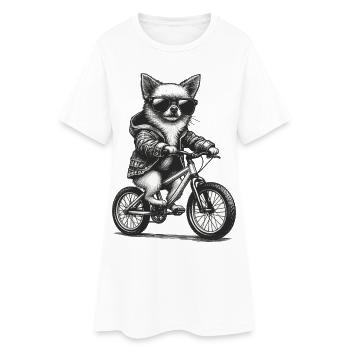 Bicycle Chihuahua Sunglasses Bike Gift - Women’s T-Shirt Dress - white - Front