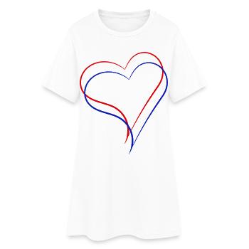 Ein rotes und ein blaues Herz zusammen - Frauen T-Shirt-Kleid - Weiß - Vorne