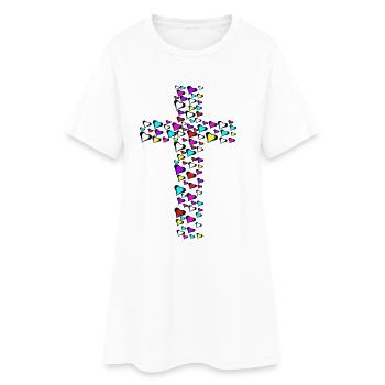 Croix Croix Jésus Cœur Cœur Crucifix - Robe T-shirt Femme - blanc - Devant