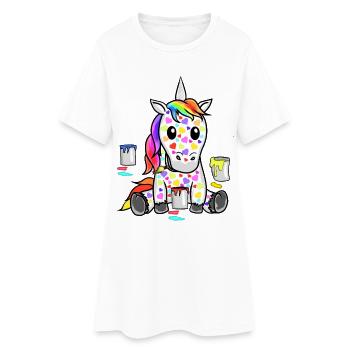 Einhorn Einhörner Valentin Herz Herzen verliebt - Frauen T-Shirt-Kleid - Weiß - Vorne