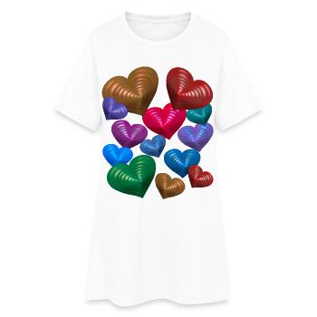 Coeur Coeurs Anniversaire Saint-Valentin Fête des Mères - Robe T-shirt Femme - blanc - Devant
