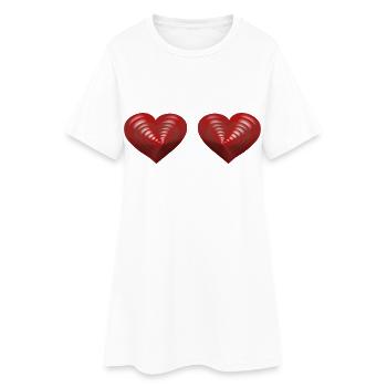 Heart Hearts Saint-Valentin Partenariat pour la Saint-Valentin - Robe T-shirt Femme - blanc - Devant