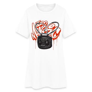 I love Music Ghettoblaster Boombox - Frauen T-Shirt-Kleid - Weiß - Vorne