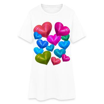 Coeurs de la Saint-Valentin Coeurs Amour La Saint-Valentin - Robe T-shirt Femme - blanc - Devant