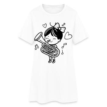 Dessin animé Tuba Girl - Robe T-shirt Femme - blanc - Devant