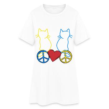 Katzen Peace Herz Frieden Ukraine Retro - Frauen T-Shirt-Kleid - Weiß - Vorne