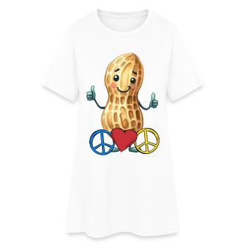Peanut Peace Heart Peace - Women’s T-Shirt Dress - white - Front