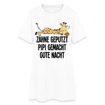 Giraffe Funny Sleeping Motif Teeth Brushed Night - Women’s T-Shirt Dress - white - Front