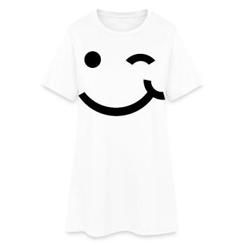 Zwinkerndes Gesicht, zwinkerndes Lächeln - Frauen T-Shirt-Kleid - Weiß - Vorne