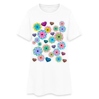 Printemps Début Printemps Fleurs Fleur Coeur Coeurs - Robe T-shirt Femme - blanc - Devant