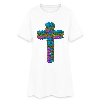 Cross Crosses Heart Hearts Crucifix - Women’s T-Shirt Dress - white - Front