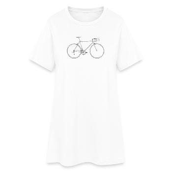 Vélo de route croquis Lignes fines Style minimaliste - Robe T-shirt Femme - blanc - Devant