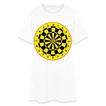 Fléchettes, fléchettes, fléchettes, autocollants, jeu de fléchettes - Robe T-shirt Femme - blanc - Devant