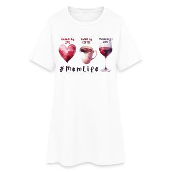 Café Vin Amour Aquarelle Cadeau de Fête des Mères - Robe T-shirt Femme - blanc - Devant