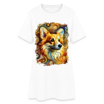 Corgi gallois dans un style artistique et abstrait - Robe T-shirt Femme - blanc - Devant