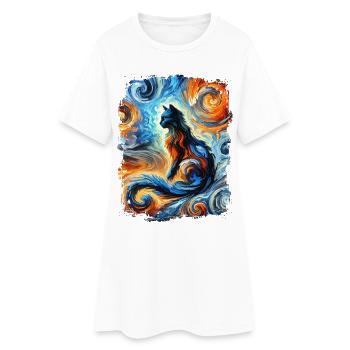 Cat in artistic and abstract style - Women’s T-Shirt Dress - white - Front