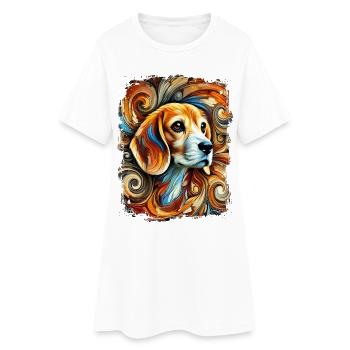 Beagle dans un style artistique et abstrait - Robe T-shirt Femme - blanc - Devant