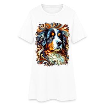 Bouvier Bernois style artistique et abstrait - Robe T-shirt Femme - blanc - Devant