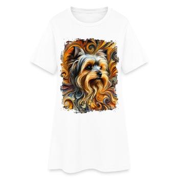 Yorkshire dans un style artistique et abstrait - Robe T-shirt Femme - blanc - Devant