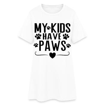 Mes enfants ont des pattes – Conception de la déclaration parentale de chien - Robe T-shirt Femme - blanc - Devant