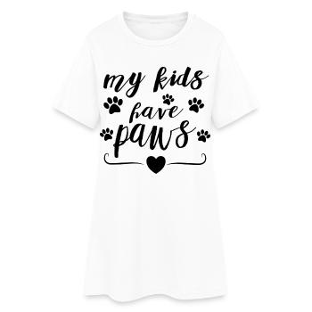My Kids Have Paws – Pet Parent Statement Design - Frauen T-Shirt-Kleid - Weiß - Vorne