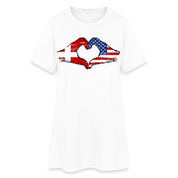 Dänemark USA Flagge Haende Herzform used - Frauen T-Shirt-Kleid - Weiß - Vorne