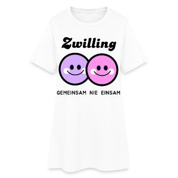 Fröhliche Zwillinge Gesichter Zusammen nie einsam - Frauen T-Shirt-Kleid - Weiß - Vorne