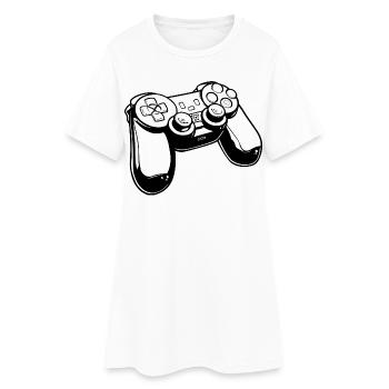 Dessin de manette de jeu - Robe T-shirt Femme - blanc - Devant