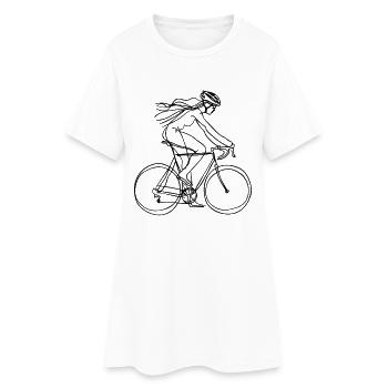 Cyclisme Fille Line Art - Robe T-shirt Femme - blanc - Devant