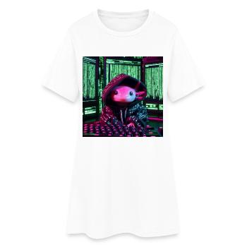 Cyber axolotl en code numérique - Robe T-shirt Femme - blanc - Devant