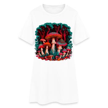 Un monde de champignons imaginatif dans la forêt - Robe T-shirt Femme - blanc - Devant