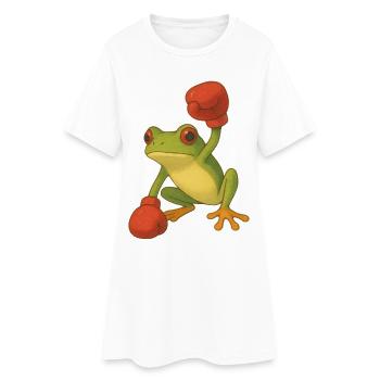 Grenouille avec des gants de boxe - Robe T-shirt Femme - blanc - Devant