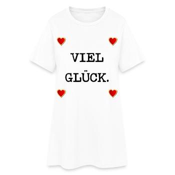 HERZ GLÜCKWÜNSCHE VIEL GLÜCK - Frauen T-Shirt-Kleid - Weiß - Vorne