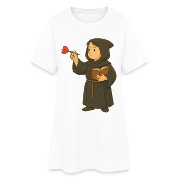 Moine jouant aux fléchettes - Robe T-shirt Femme - blanc - Devant