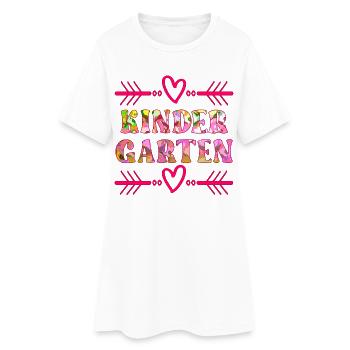 KINDERGARTEN FLORALES MUSTER - Frauen T-Shirt-Kleid - Weiß - Vorne