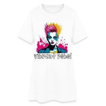 Vibrant Rebel - Explosives Pop-Art-Porträt - Frauen T-Shirt-Kleid - Weiß - Vorne