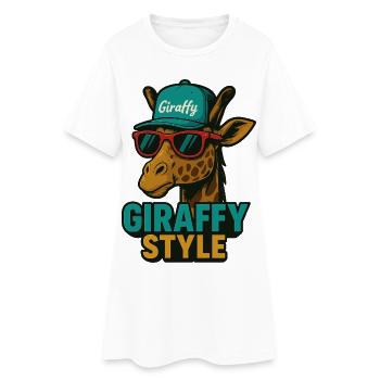 Giraffy Style Giraffe with Cap - Women’s T-Shirt Dress - white - Front