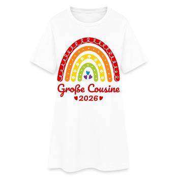 Große Cousine 2026 Regenbogen - Frauen T-Shirt-Kleid - Weiß - Vorne