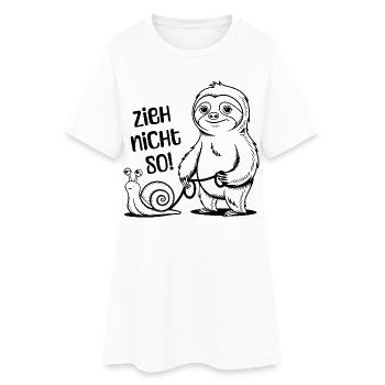 Zieh nicht so - Schnecke und Faultier - Frauen T-Shirt-Kleid - Weiß - Vorne
