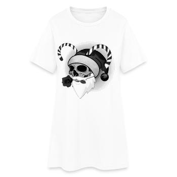Père Noël Crâne Cornes de Rose - Robe T-shirt Femme - blanc - Devant