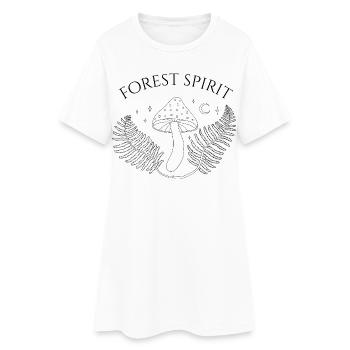 Waldgeist, Pilz und Farn - Frauen T-Shirt-Kleid - Weiß - Vorne