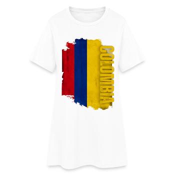 Drapeau vertical de la Colombie, j’aime la Colombie - Robe T-shirt Femme - blanc - Devant