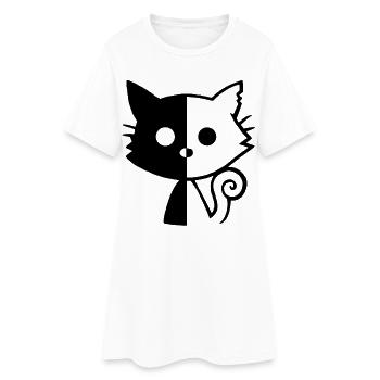 Chaton noir yin et yang - Robe T-shirt Femme - blanc - Devant