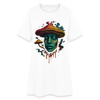 Visage de champignon psychédélique Design surréaliste - Robe T-shirt Femme - blanc - Devant