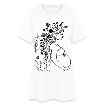 Schwangere Frau - Boho, personalisierbar - Frauen T-Shirt-Kleid - Weiß - Vorne