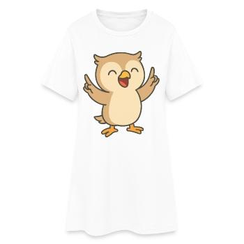 Hibou de bonne humeur - Robe T-shirt Femme - blanc - Devant