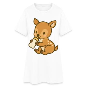 Flask Fawn Love - Women’s T-Shirt Dress - white - Front