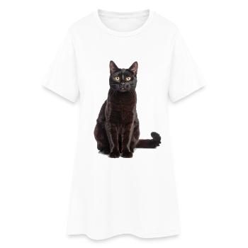 Chat élégant noir - élégant, mystérieux - Robe T-shirt Femme - blanc - Devant