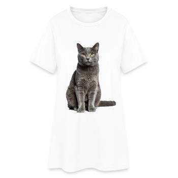 Grey Cat – Gentle, stylish & to fall in love with! - Women’s T-Shirt Dress - white - Front