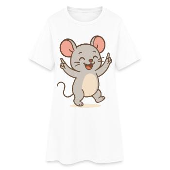 Souris porte-bonheur - Robe T-shirt Femme - blanc - Devant